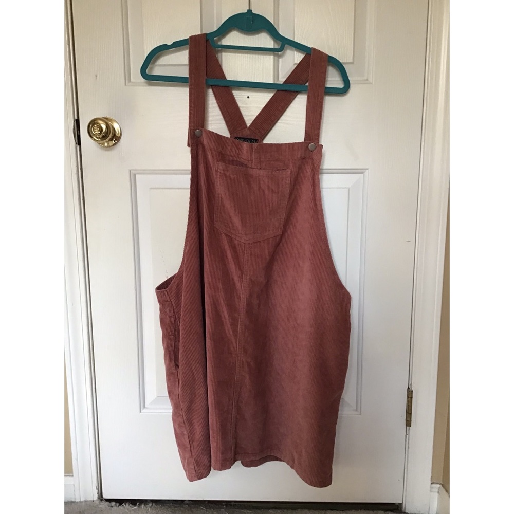 Pink Corduroy Overall Dress